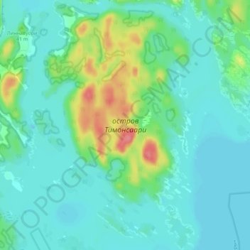 Topografische Karte остров Тимонсаари, Höhe, Relief