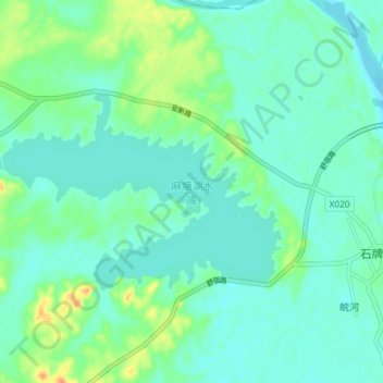 Topografische Karte 麻塘湖水库, Höhe, Relief