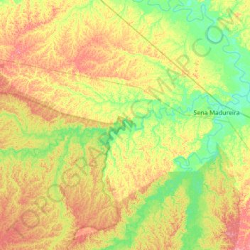 Topografische Karte Rio Caeté, Höhe, Relief