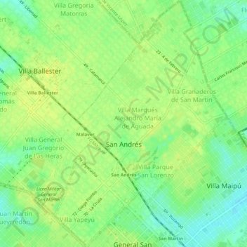 Topografische Karte San Andrés, Höhe, Relief