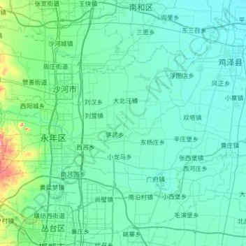 Topografische Karte 永年区, Höhe, Relief