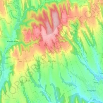 Topografische Karte Gereschlack, Höhe, Relief
