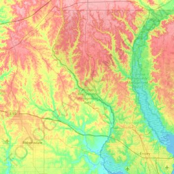 Topografische Karte Perdido River, Höhe, Relief