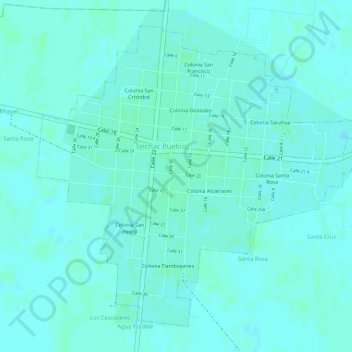 Topografische Karte Telchac Pueblo, Höhe, Relief