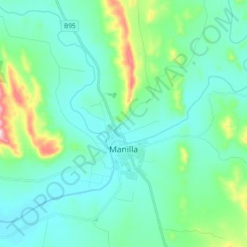 Topografische Karte Manilla, Höhe, Relief