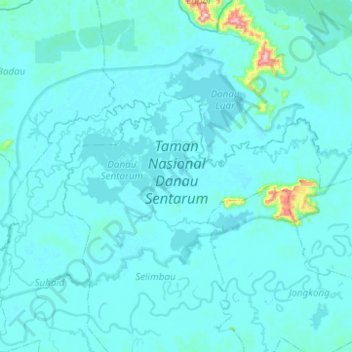 Topografische Karte Danau Sentarum National Park, Höhe, Relief