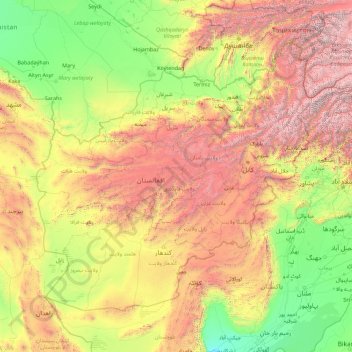 Topografische Karte Afghanistan, Höhe, Relief