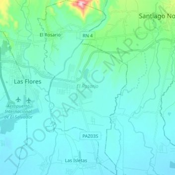 Topografische Karte El Rosario, Höhe, Relief