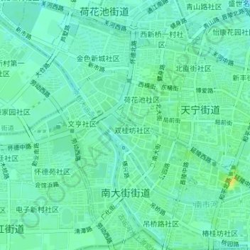 Topografische Karte 南大街街道, Höhe, Relief
