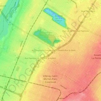 Topografische Karte Villeray–Saint-Michel–Parc-Extension, Höhe, Relief