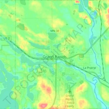 Topografische Karte Grand Rapids, Höhe, Relief