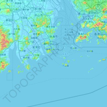Topografische Karte 珠海市, Höhe, Relief