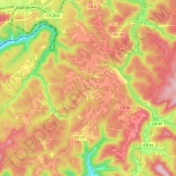 Topografische Karte Coal City, Höhe, Relief