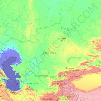Topografische Karte Kasachstan, Höhe, Relief
