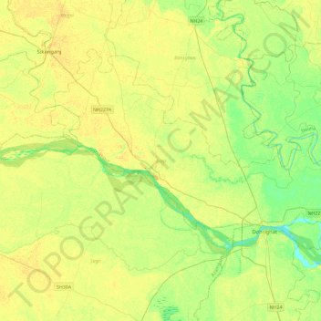 Topografische Karte Gola, Höhe, Relief