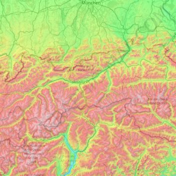 Topografische Karte Tirol, Höhe, Relief