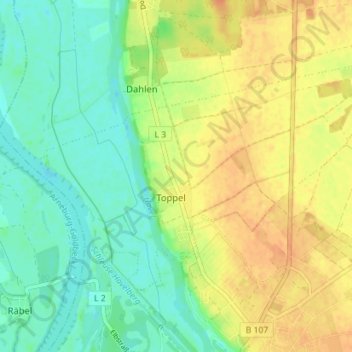 Topografische Karte Toppel, Höhe, Relief