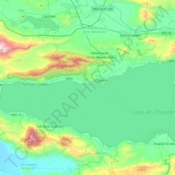 Topografische Karte Chapala, Höhe, Relief