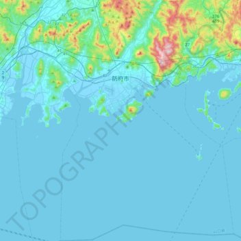 Topografische Karte 防府市, Höhe, Relief