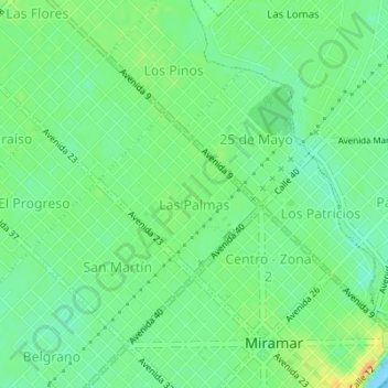 Topografische Karte Las Palmas, Höhe, Relief