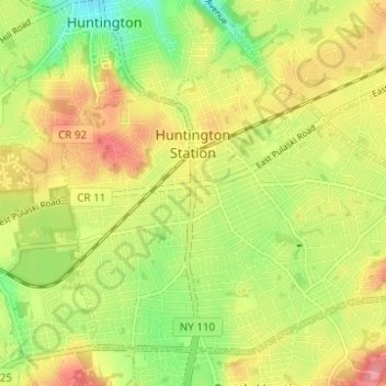 Topografische Karte Huntington Station, Höhe, Relief