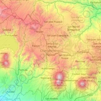 Topografische Karte Chimaltenango, Höhe, Relief