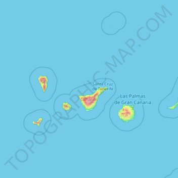 Topografische Karte Canary Islands, Höhe, Relief