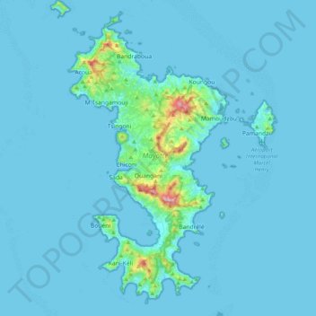 Topografische Karte Майотта, Höhe, Relief