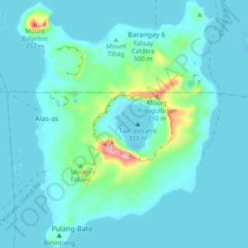 Topografische Karte Volcano Island, Höhe, Relief