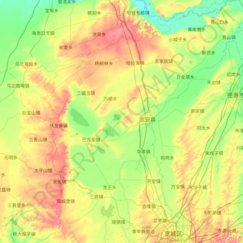 Topografische Karte 农安县, Höhe, Relief