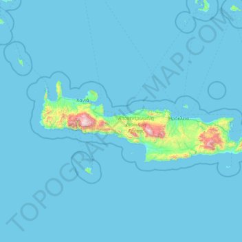 Topografische Karte Kreta, Höhe, Relief