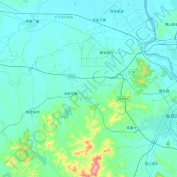 Topografische Karte 吉林高新技术产业开发区, Höhe, Relief