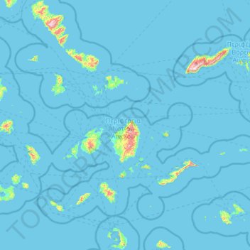 Topografische Karte Cyclades, Höhe, Relief