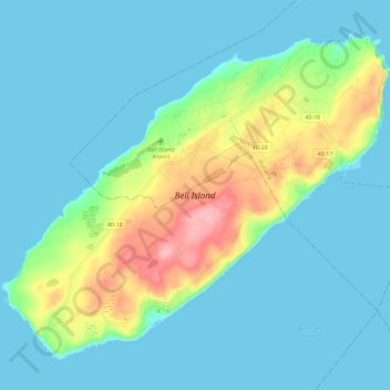 Topografische Karte Bell Island, Höhe, Relief