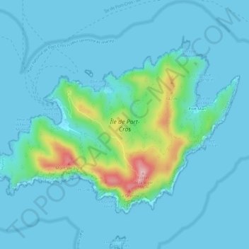 Topografische Karte Île de Port-Cros, Höhe, Relief