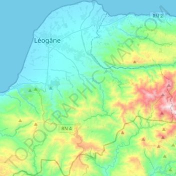Topografische Karte Commune Léogâne, Höhe, Relief