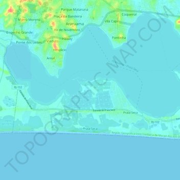 Topografische Karte Praia Seca, Höhe, Relief