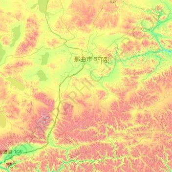 Topografische Karte 色尼区, Höhe, Relief