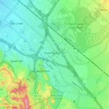 Topografische Karte Irvine Spectrum, Höhe, Relief