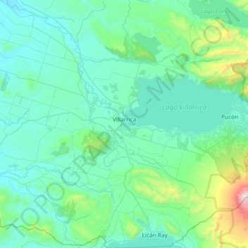 Topografische Karte Villarrica, Höhe, Relief