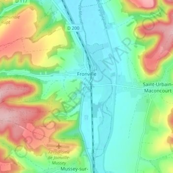 Topografische Karte Fronville, Höhe, Relief