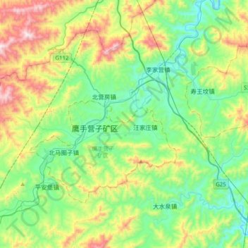 Topografische Karte 鹰手营子矿区, Höhe, Relief