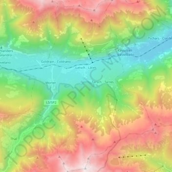 Topografische Karte Latsch, Höhe, Relief