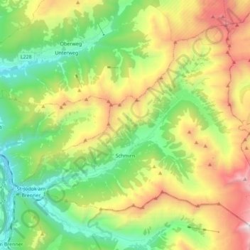 Topografische Karte Schmirn, Höhe, Relief
