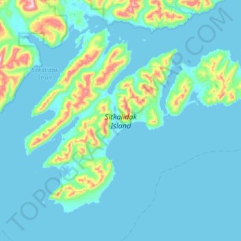 Topografische Karte Sitkalidak Island, Höhe, Relief