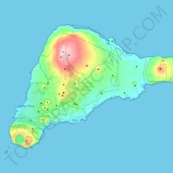 Topografische Karte Isla de Pascua, Höhe, Relief