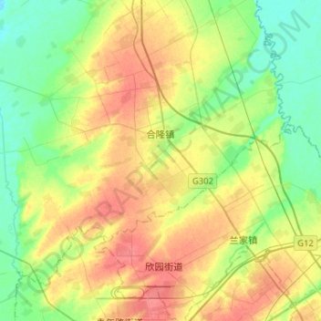 Topografische Karte 合隆镇, Höhe, Relief