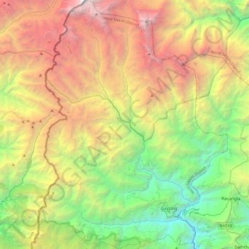 Topografische Karte Gyalshing, Höhe, Relief