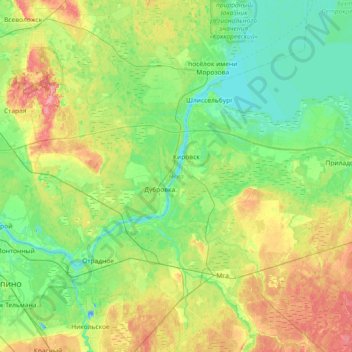 Topografische Karte Neva, Höhe, Relief