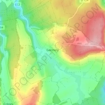 Topografische Karte Germiny, Höhe, Relief